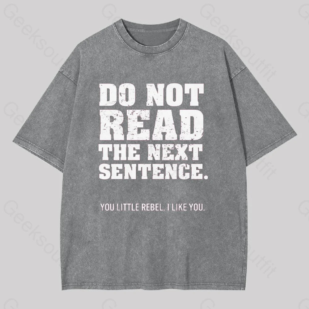 Do Not Read The Next Sentence Geek Washed T-Shirt Grey / S