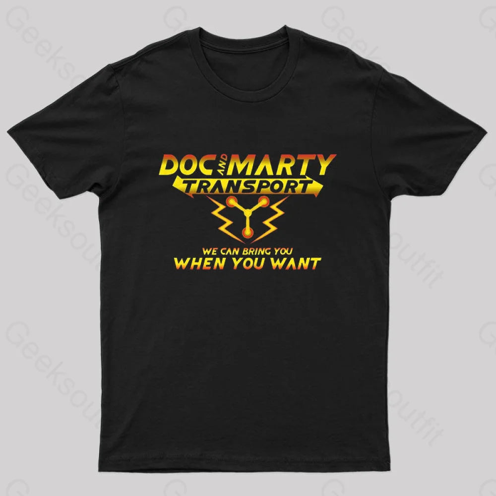 Doc And Marty Transport Nerd T-Shirt Black / S