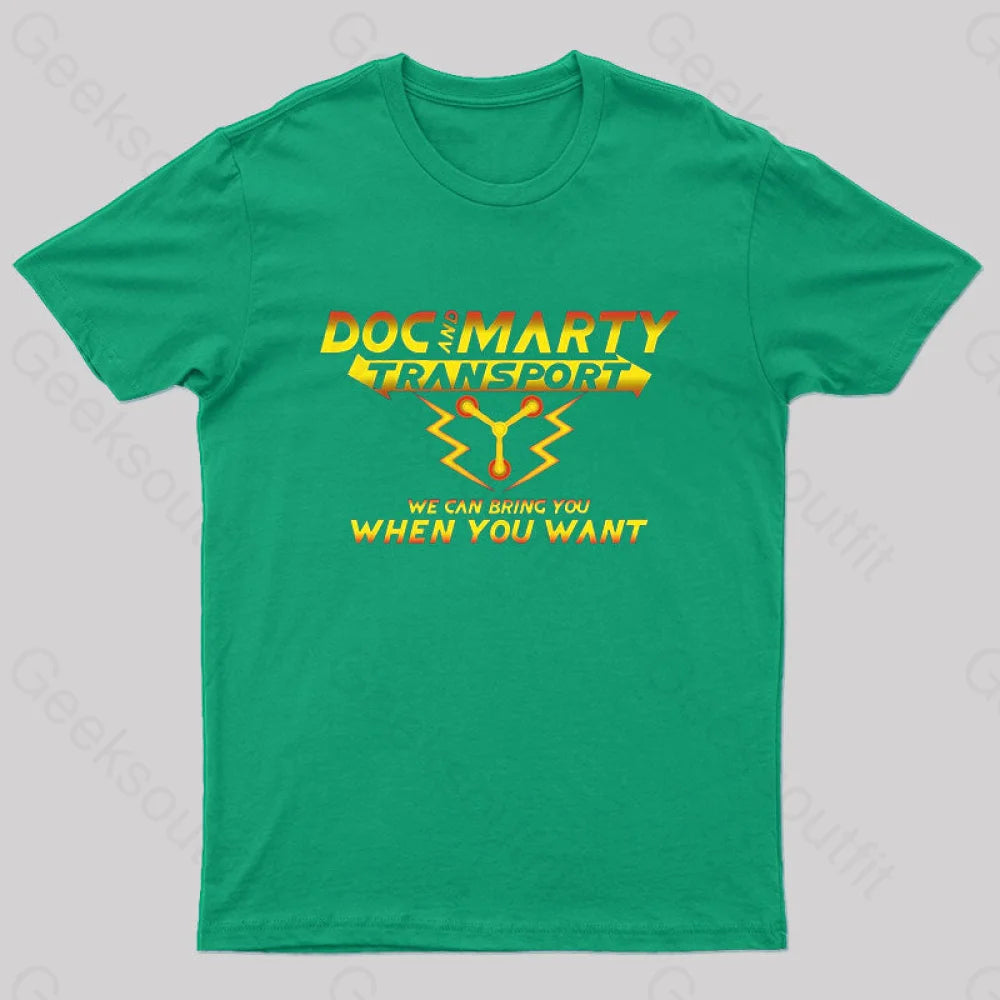 Doc And Marty Transport Nerd T-Shirt Green / S