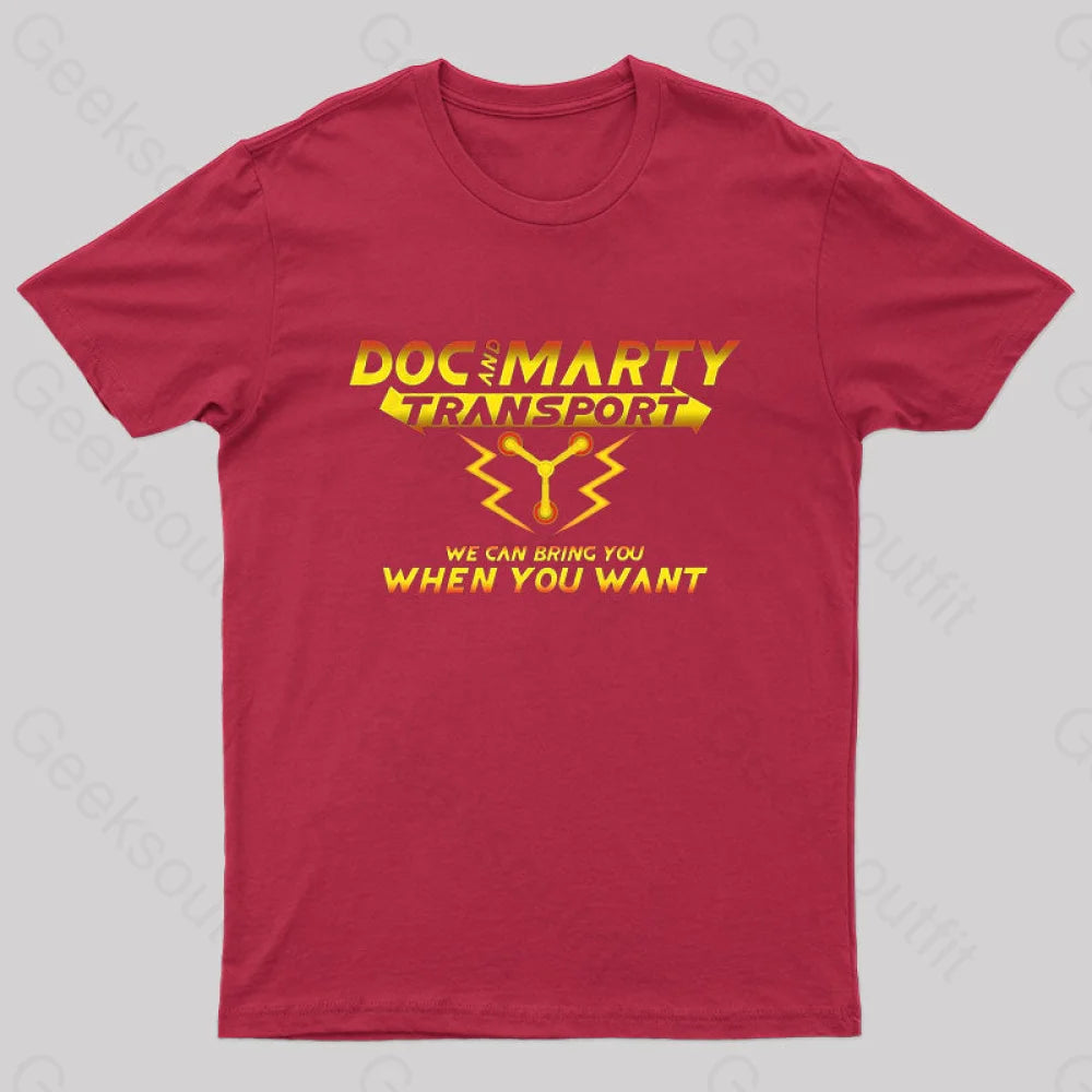 Doc And Marty Transport Nerd T-Shirt Red / S