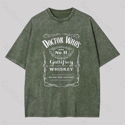 Doctor Who Whiskey Geek Washed T-Shirt Army Green / S