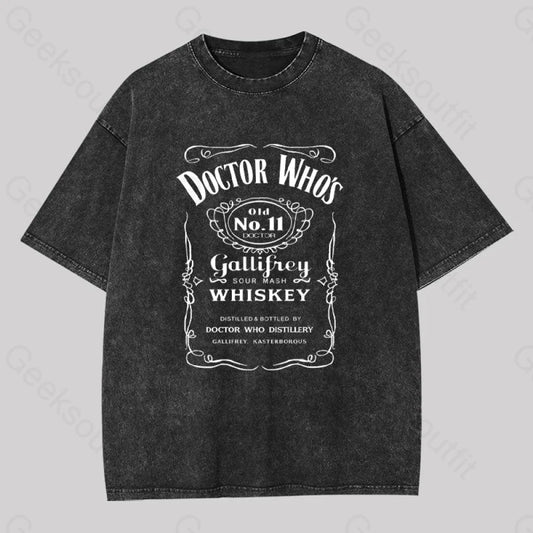 Doctor Who Whiskey Geek Washed T-Shirt Black / S