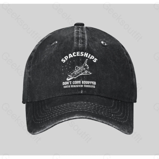 Don’t Come Equipped With Rearview Mirrors Washed Vintage Baseball Cap Black