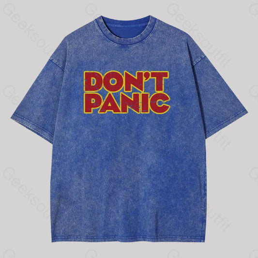 Don¡¯t Panic Washed T-Shirt Blue / S