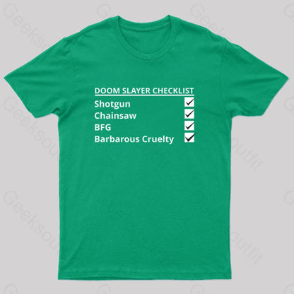 Doom Slayer Checklist Nerd T-Shirt Green / S