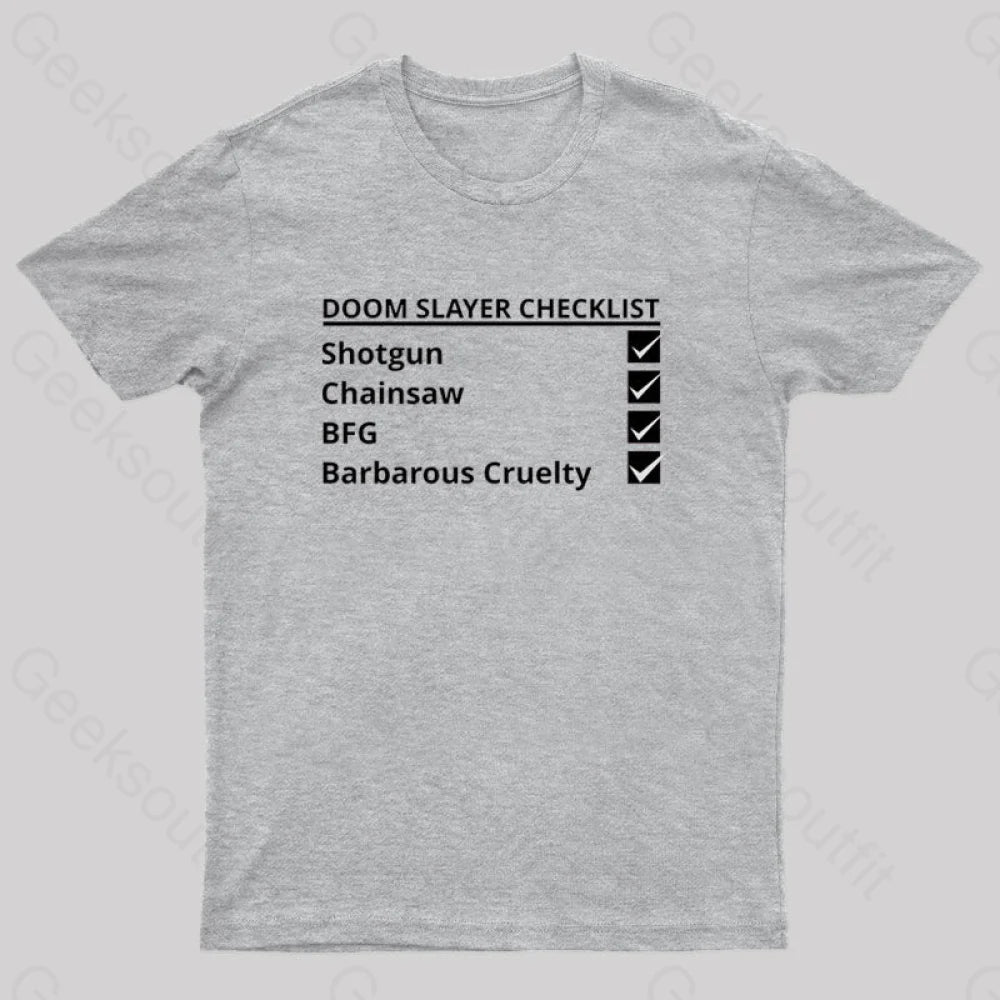 Doom Slayer Checklist Nerd T-Shirt Grey / S