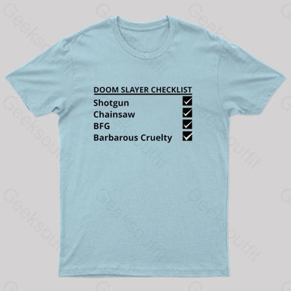 Doom Slayer Checklist Nerd T-Shirt Light Blue / S