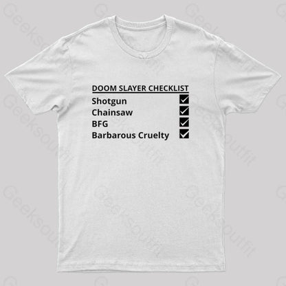 Doom Slayer Checklist Nerd T-Shirt White / S