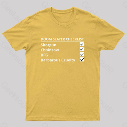 Doom Slayer Checklist Nerd T-Shirt Yellow / S