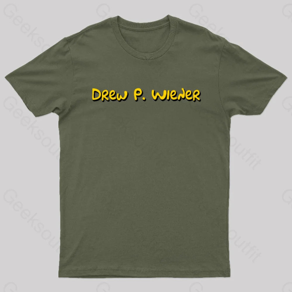 Drew P Wiener Nerd T-Shirt Army Green / S