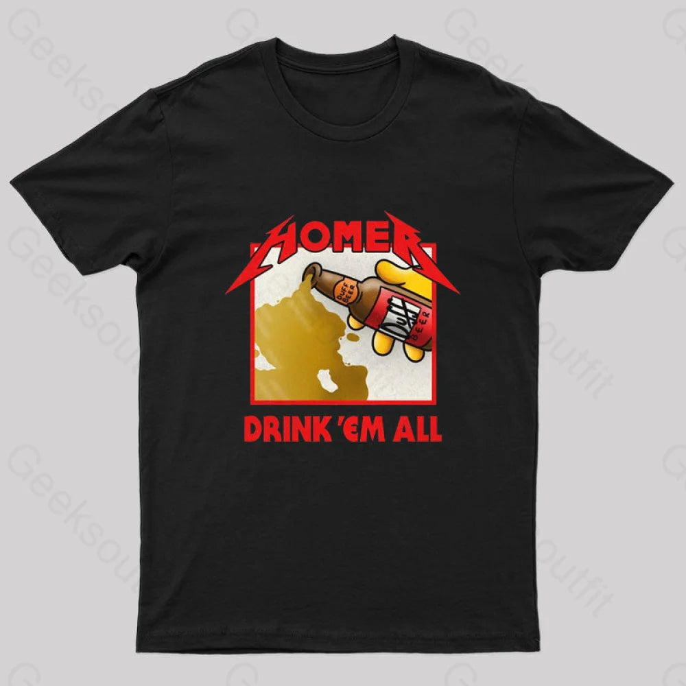 Drink ’Em All Geek T-Shirt Black / S