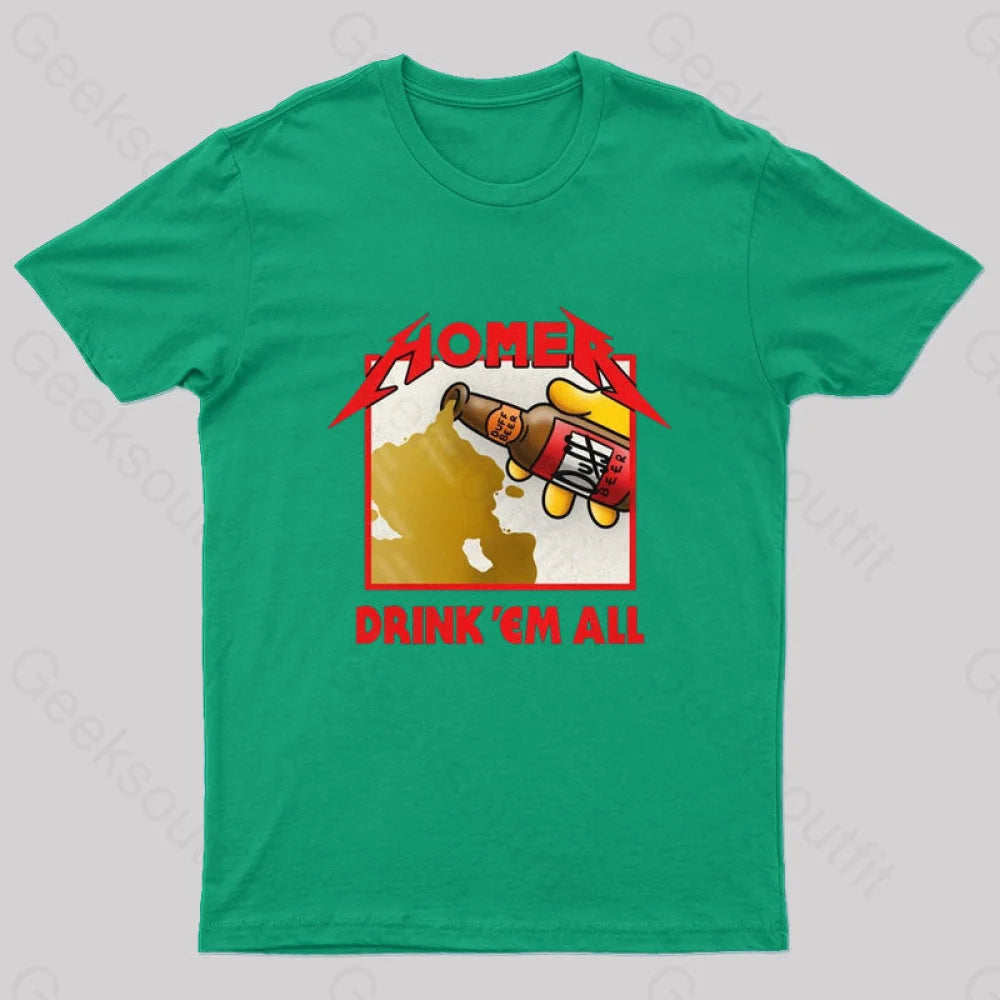 Drink ’Em All Geek T-Shirt Green / S