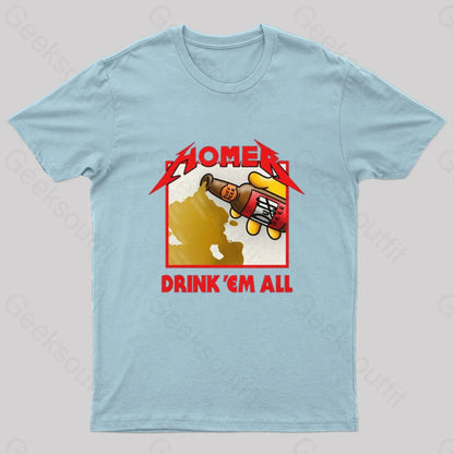 Drink ’Em All Geek T-Shirt Light Blue / S