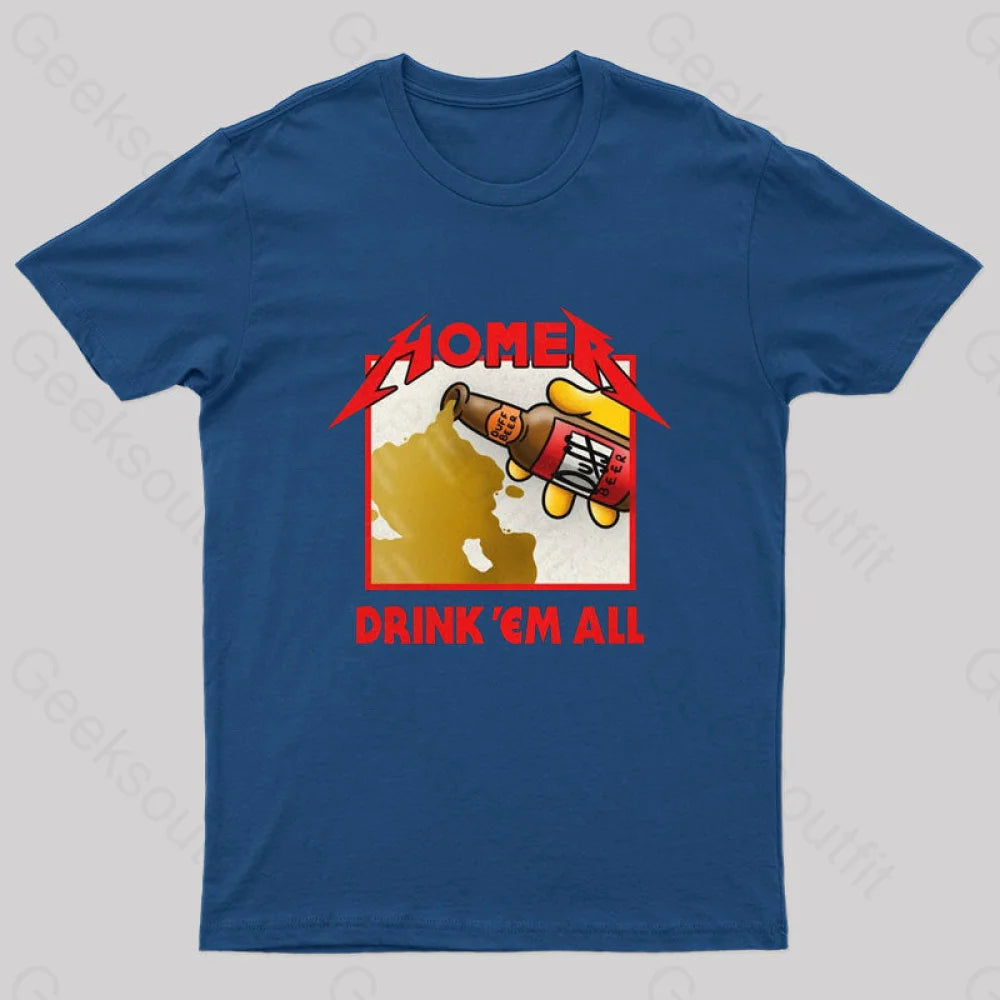 Drink ’Em All Geek T-Shirt Navy / S