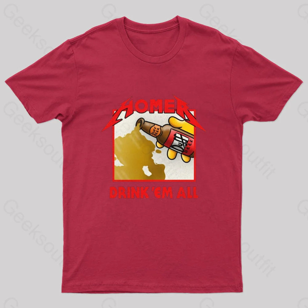 Drink ’Em All Geek T-Shirt Red / S