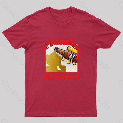 Drink ’Em All Geek T-Shirt Red / S