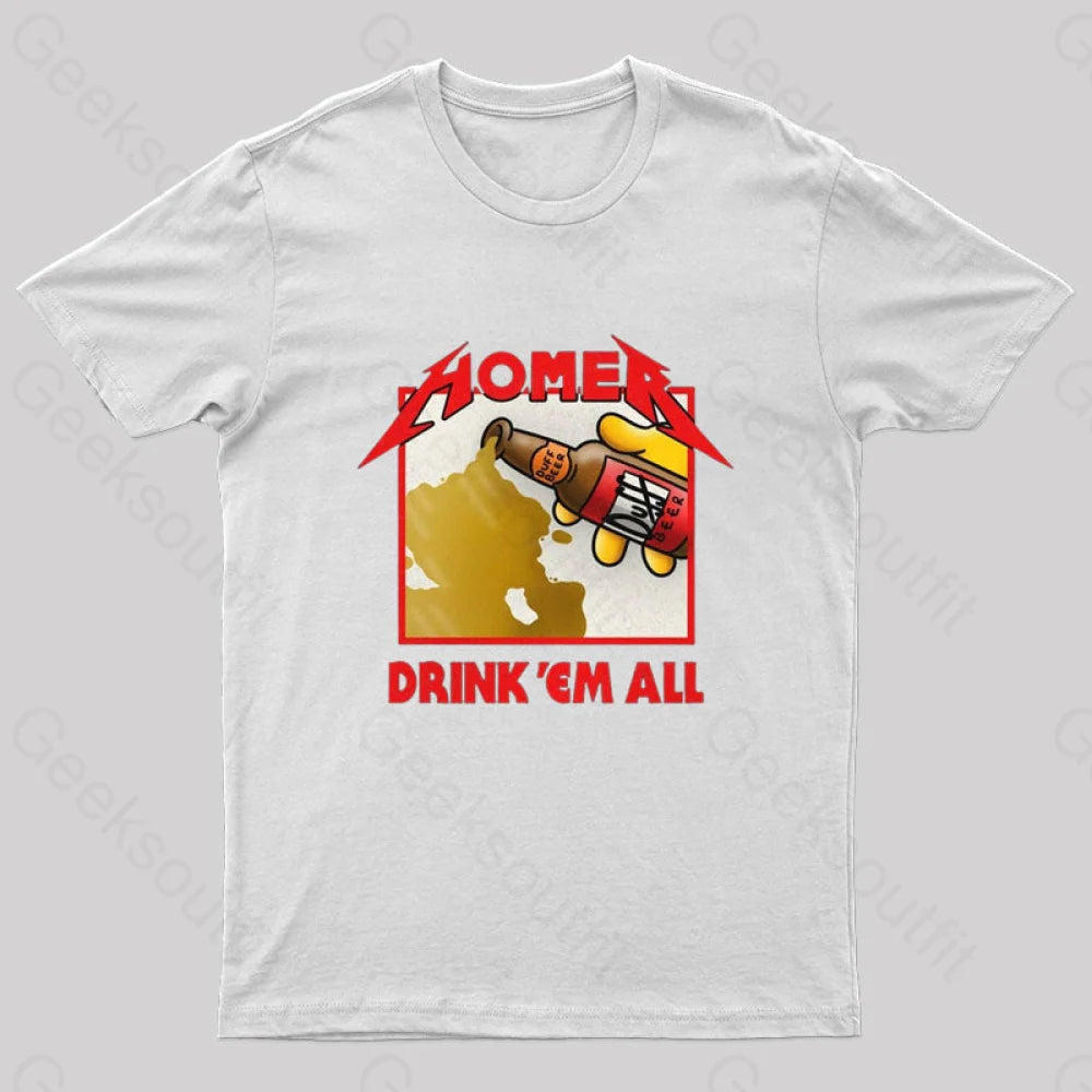 Drink ’Em All Geek T-Shirt White / S