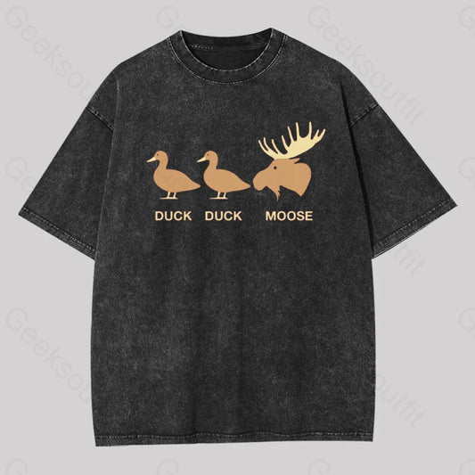 Duck Moose Geek Washed T-Shirt Black / S