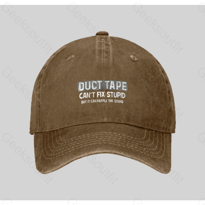 Duct Tape Muffle Stupid Sound Washed Vintage Baseball Cap Natural