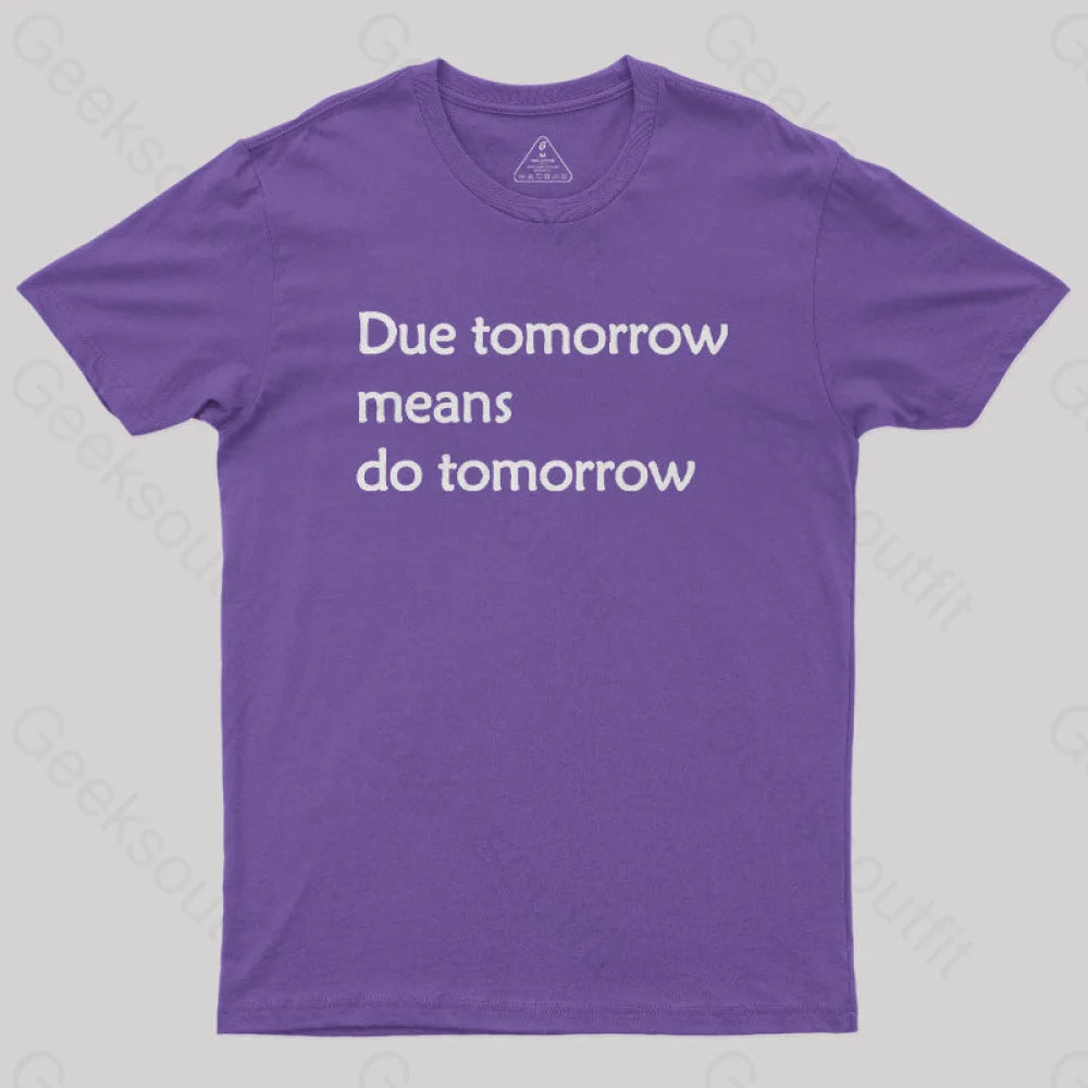 Due Tomorrow Procrastination Nerd T-Shirt Purple / S