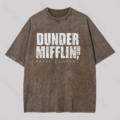 Dunder Mifflin Inc. Paper Company Geek Washed T-Shirt Coffee / S