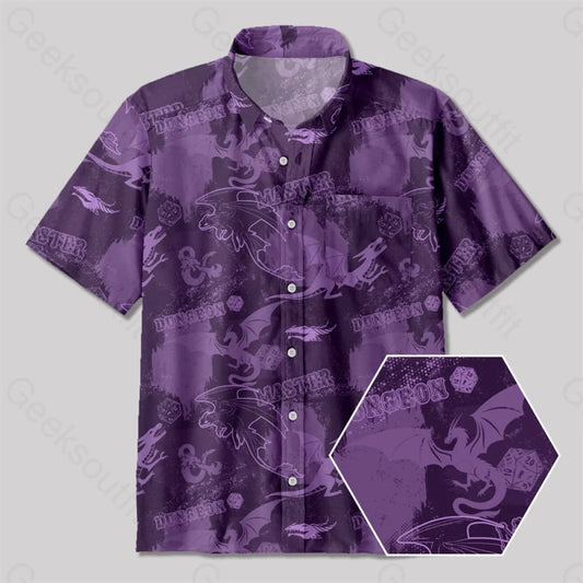 Dungeon Master Graffiti Style Button Up Pocket Shirt Up / S Bus437 Yc