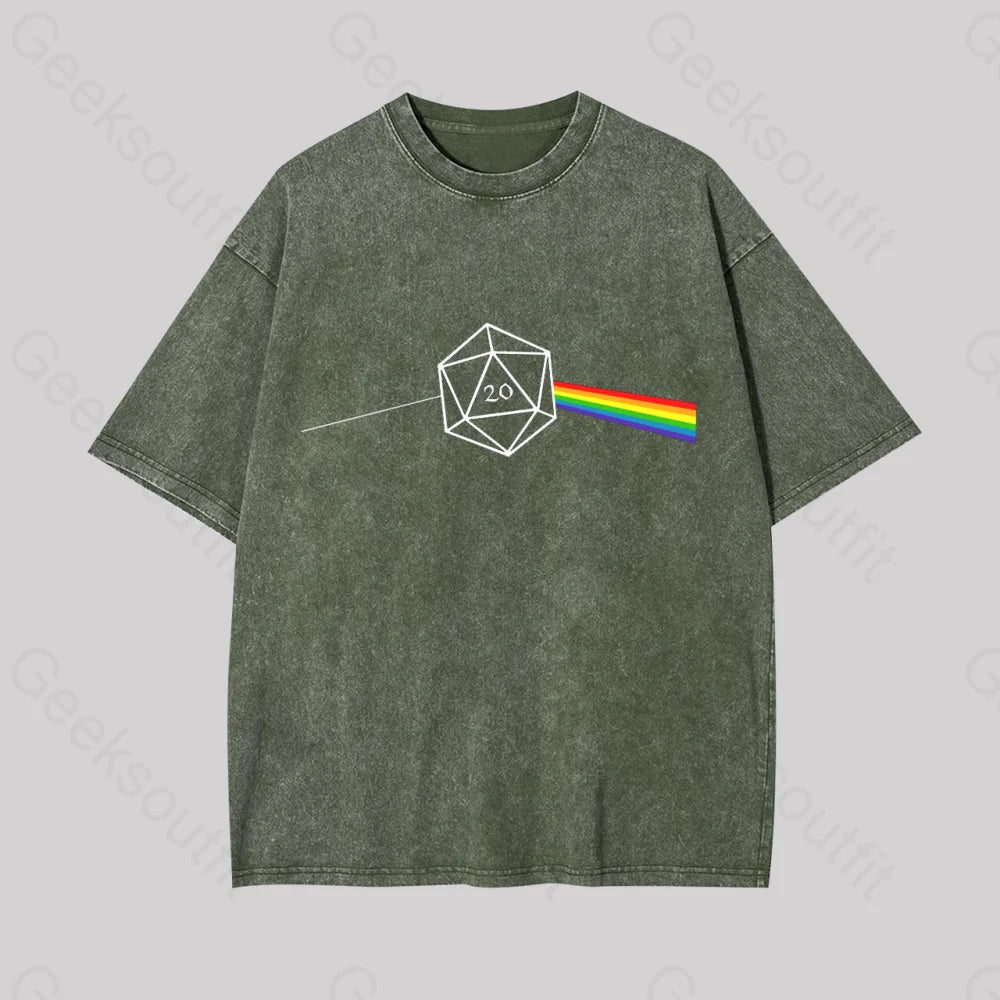 Dungeons And Dragons D20 Win Geek Washed T-Shirt Armygreen / S