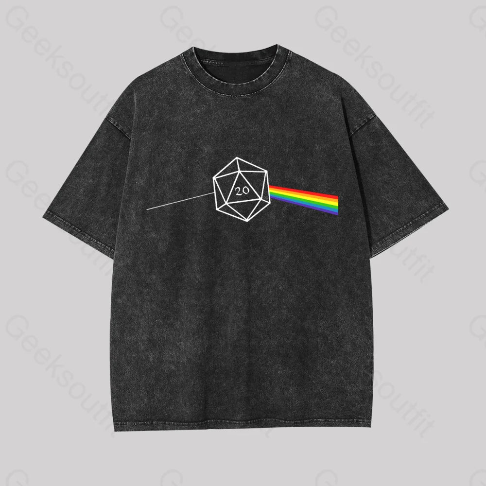 Dungeons And Dragons D20 Win Geek Washed T-Shirt Black / S