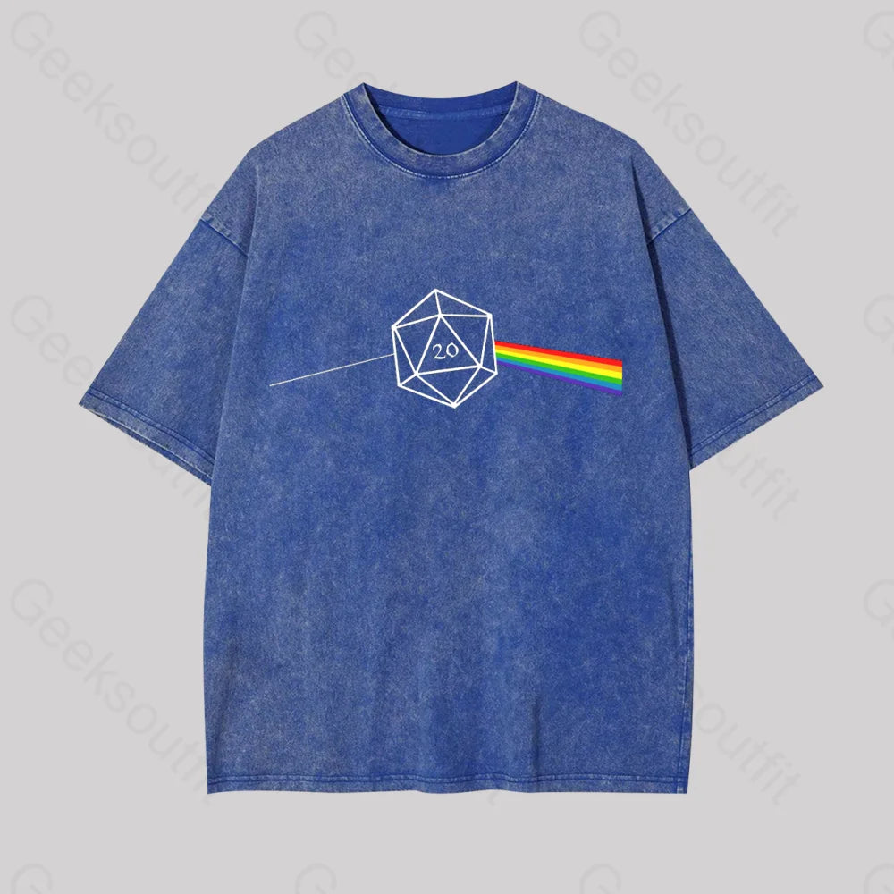 Dungeons And Dragons D20 Win Geek Washed T-Shirt Blue / S