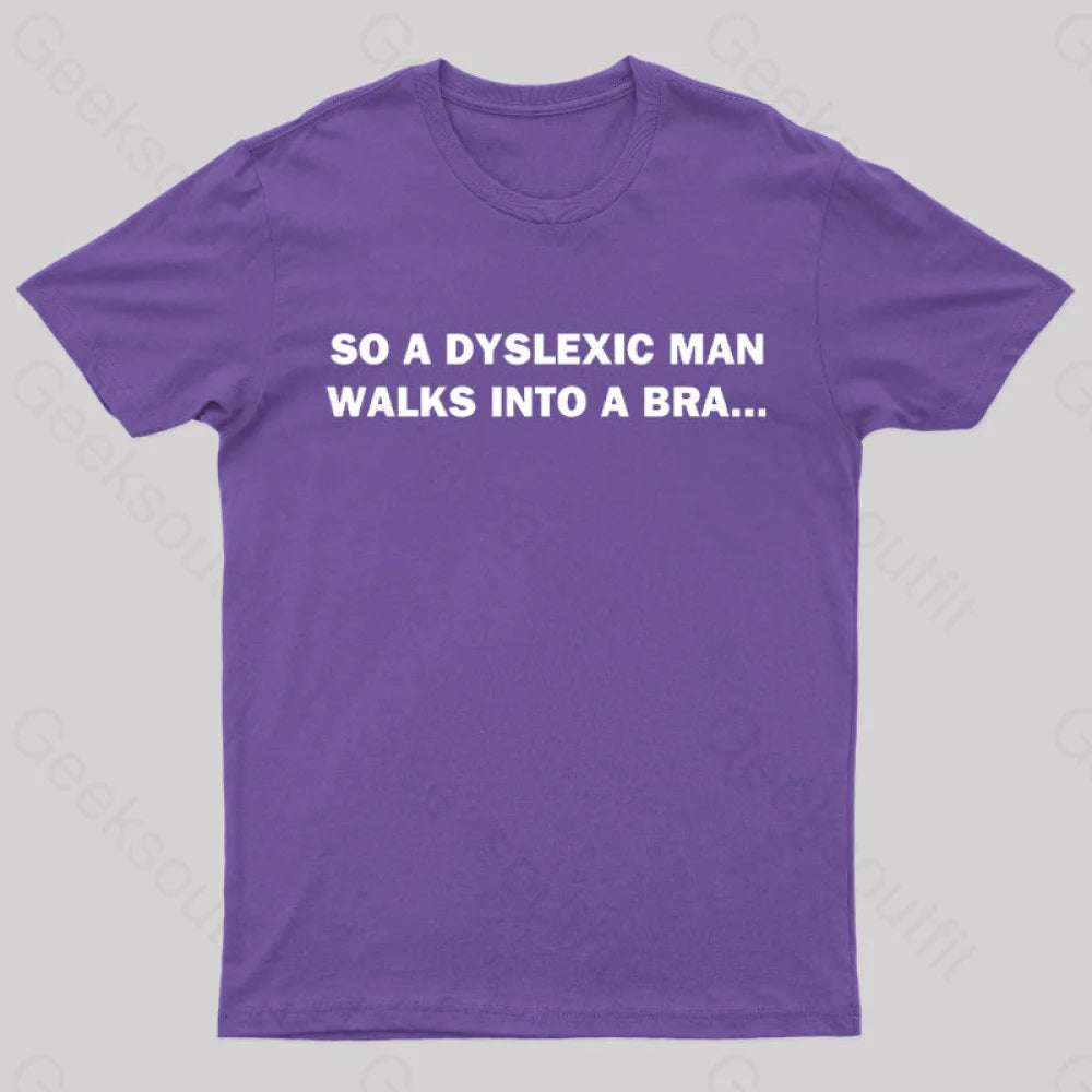 Dyslexic Man Geek T-Shirt Purple / S