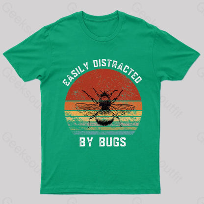 Easily Distracted By Bugs Nerd T-Shirt Green / S