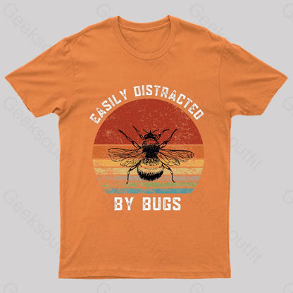 Easily Distracted By Bugs Nerd T-Shirt Orange / S