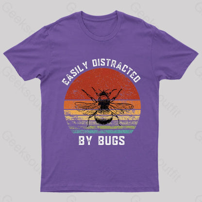 Easily Distracted By Bugs Nerd T-Shirt Purple / S