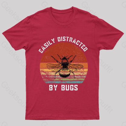 Easily Distracted By Bugs Nerd T-Shirt Red / S