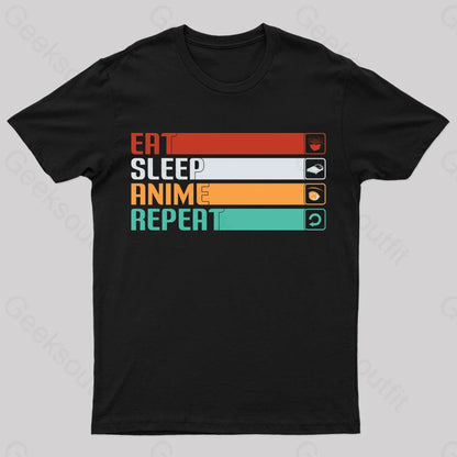 Eat Sleep Anime Repeat Nerd T-Shirt Black / S