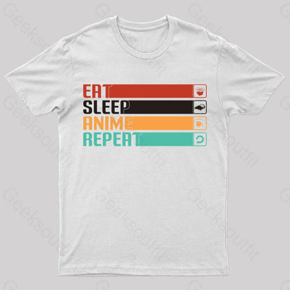 Eat Sleep Anime Repeat Nerd T-Shirt White / S