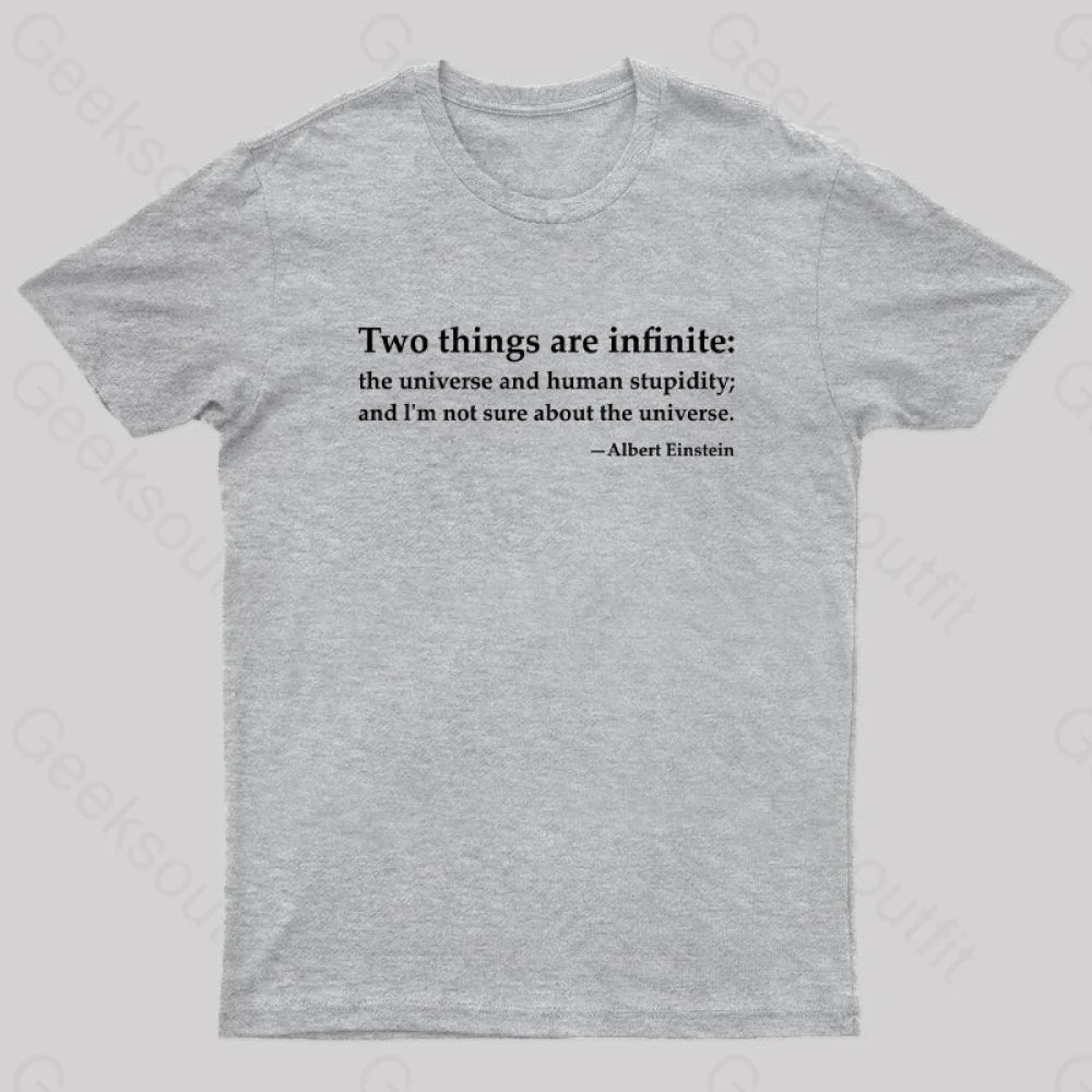 Einstein Quotes Two Things Are Infinite Nerd T-Shirt Grey / S