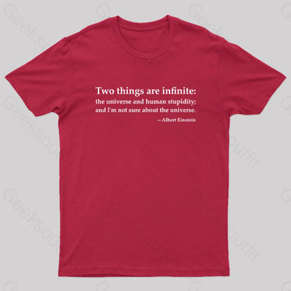 Einstein Quotes Two Things Are Infinite Nerd T-Shirt Red / S