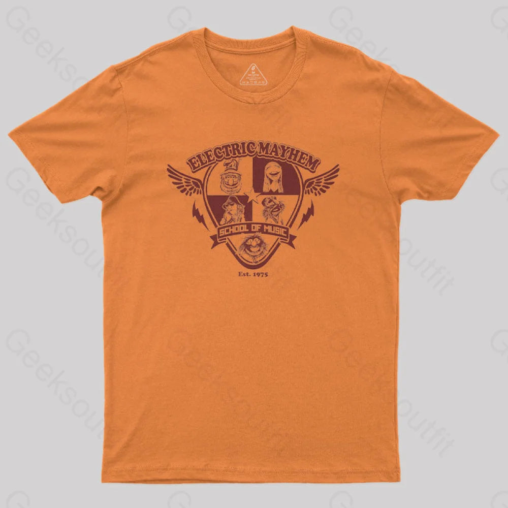 Electric Mayhem School Of Music Nerd T-Shirt Orange / S