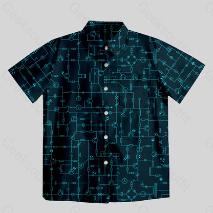 Electronic Components Arrow Dark Blue Button Up Pocket Shirt