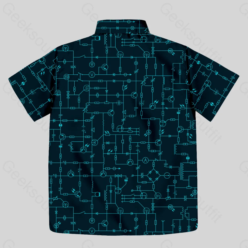 Electronic Components Arrow Dark Blue Button Up Pocket Shirt