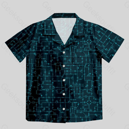 Electronic Components Arrow Dark Blue Button Up Pocket Shirt - Geeksoutfit