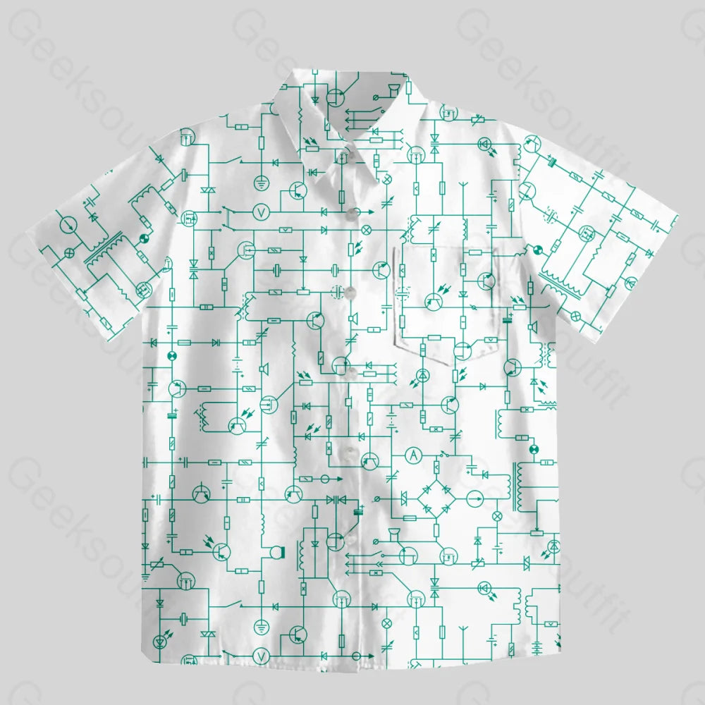 Electronic Components Arrow White Button Up Pocket Shirt