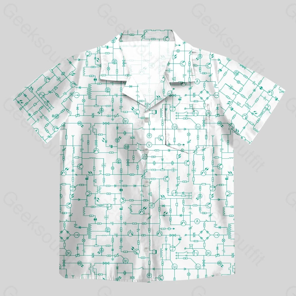 Electronic Components Arrow White Button Up Pocket Shirt - Geeksoutfit