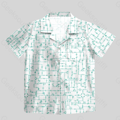 Electronic Components Arrow White Button Up Pocket Shirt - Geeksoutfit