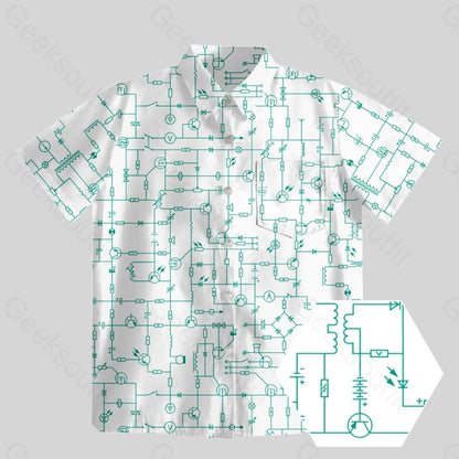 Electronic Components Arrow White Button Up Pocket Shirt - Geeksoutfit