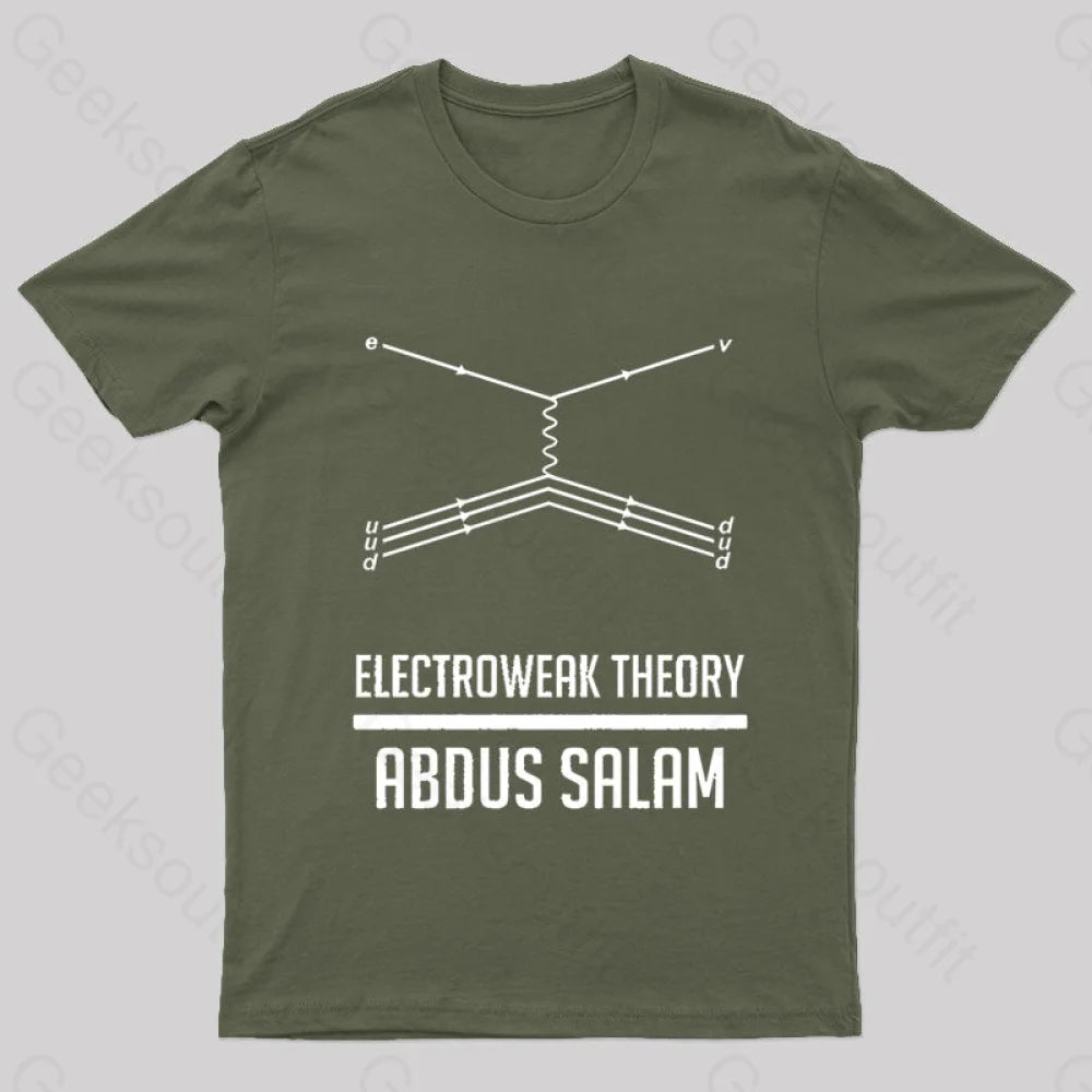 Electroweak Theory Abdus Salam Nerd T-Shirt Army Green / S