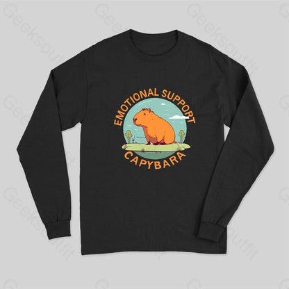 Emotional Support Capybara Long Sleeve T-Shirt Black / S