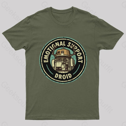 Emotional Support Droid Geek T-Shirt Army Green / S