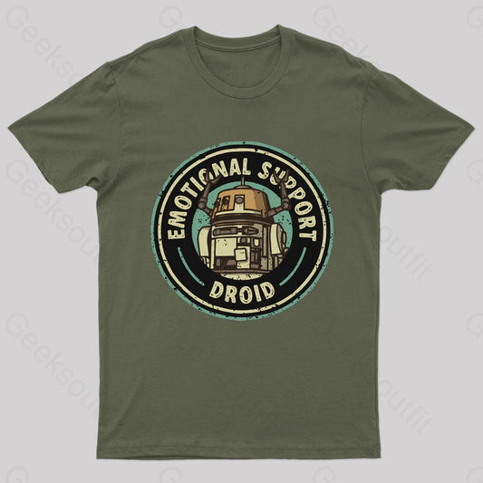 Emotional Support Droid Geek T-Shirt Army Green / S